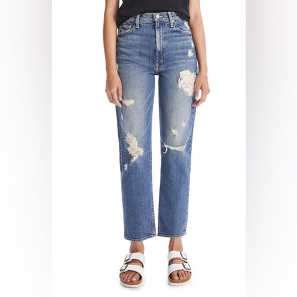 Mother Study Hover High Rise Straight Leg
Jeans In Peaches And Scream - Picture 3 of 13